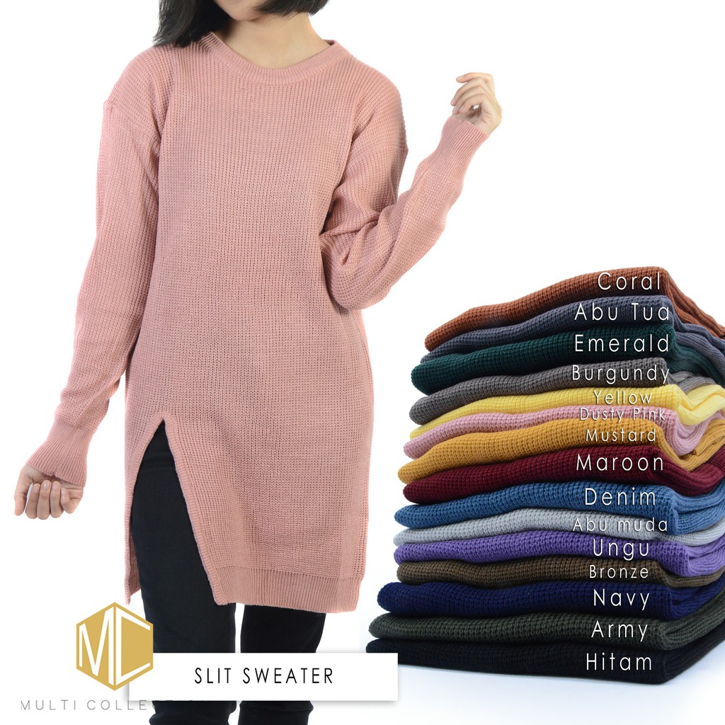 SLIT SWEATER baju  rajut korea sweater rajut wanita  