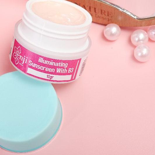 SUNSCREEN ILUMINATING B3" ENJI SKINCARE/ cream siang membuat glowing anti acne dengan SPF 30