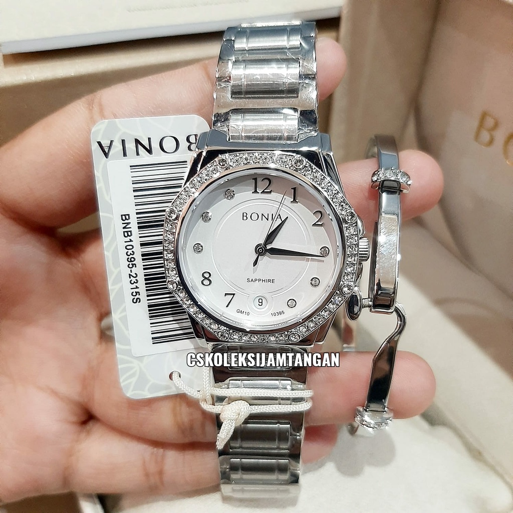 JAM TANGAN WANITA BONIA SAPPHIRE BNB10395-2315S SILVER ORIGINAL MURAH