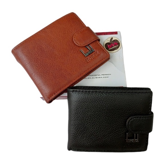 Dompet Pria Lipat Mini / Dompet Kulit Asli Model Kancing