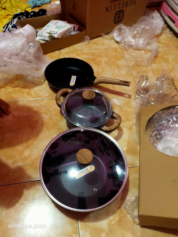 Debellin Casserole 20 Cm - Grey Granite Cookware Series Atau Panci Anti Lengket Premium