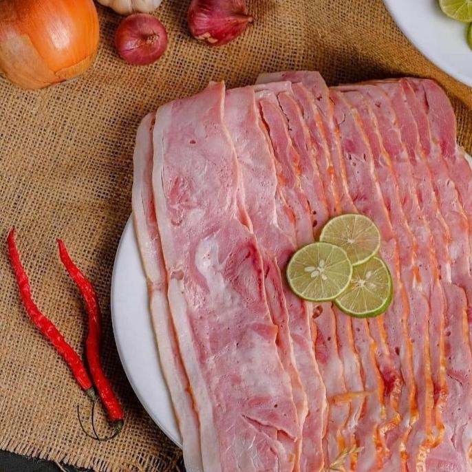 

MAKANAN BEKU / SMOKE BACON BABI - STREAKY PORK BACON 1KG PREMIUM NON COD