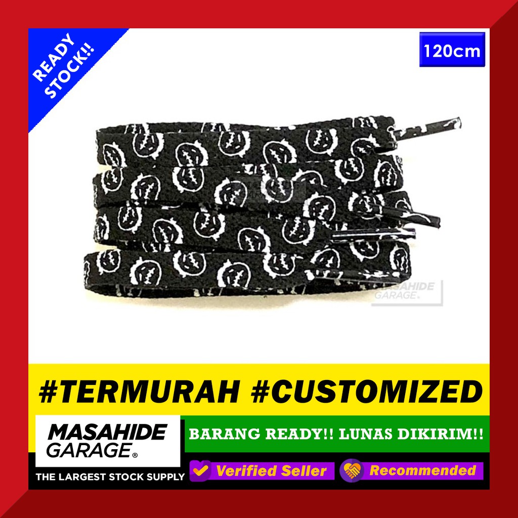 Travis Scott Laces Cactus Jack Laces Tali Sepatu Smiley Face Shoelaces Black White Tali Air Jordan