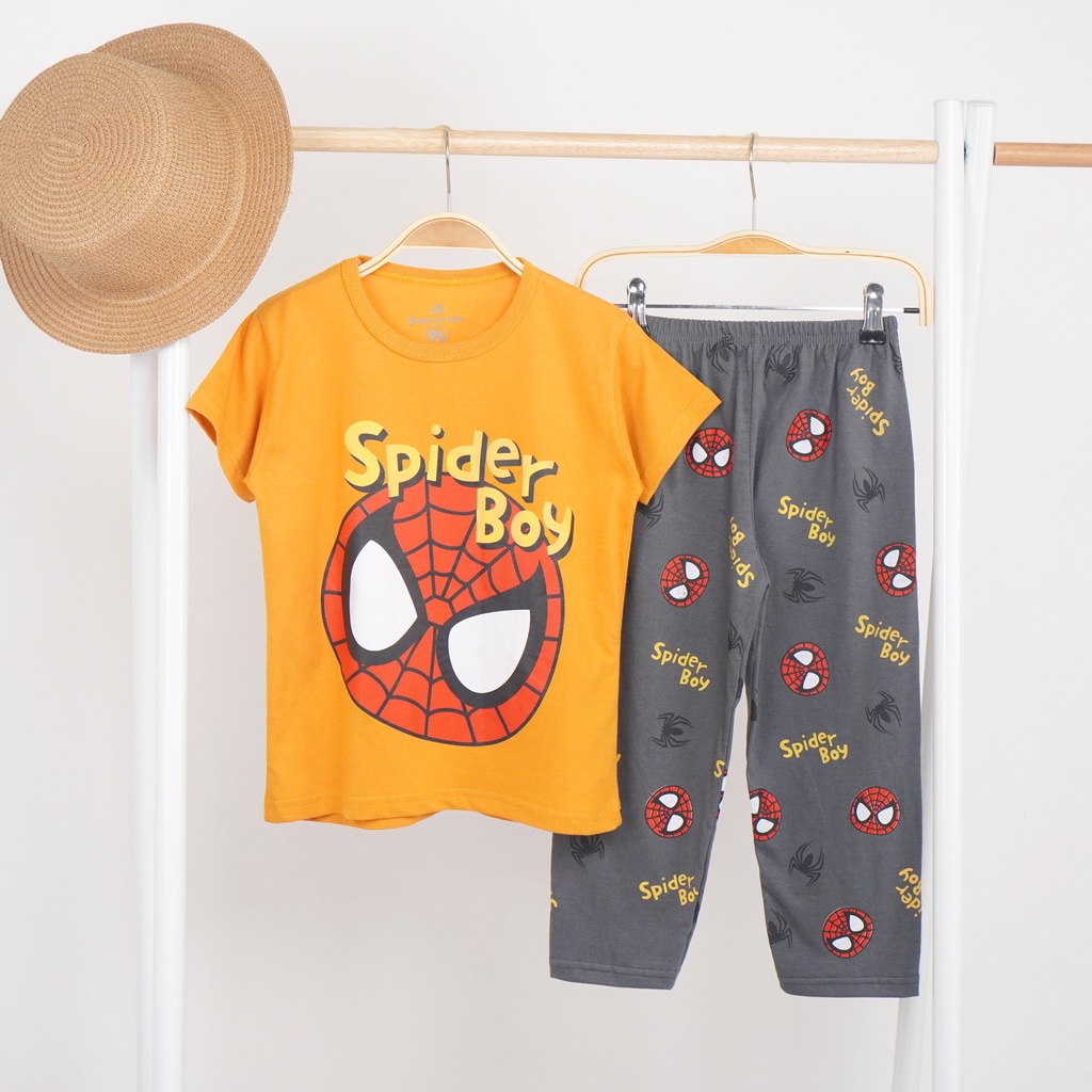 (RED SPIDER BOY) Pakaian Anak Laki-Laki Setelan Kaos Anak
