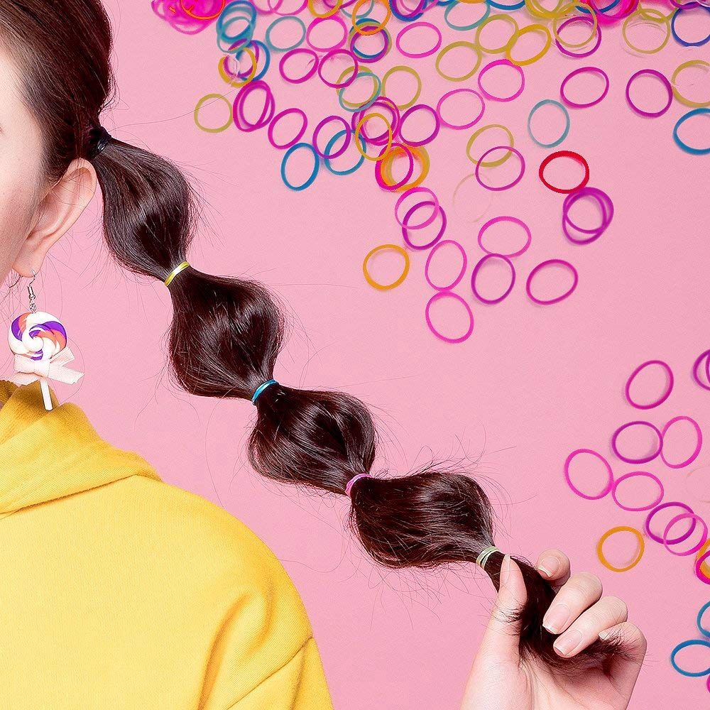 500Pcs / Kantong Karet Rambut Mini Elastis untuk Ponytail