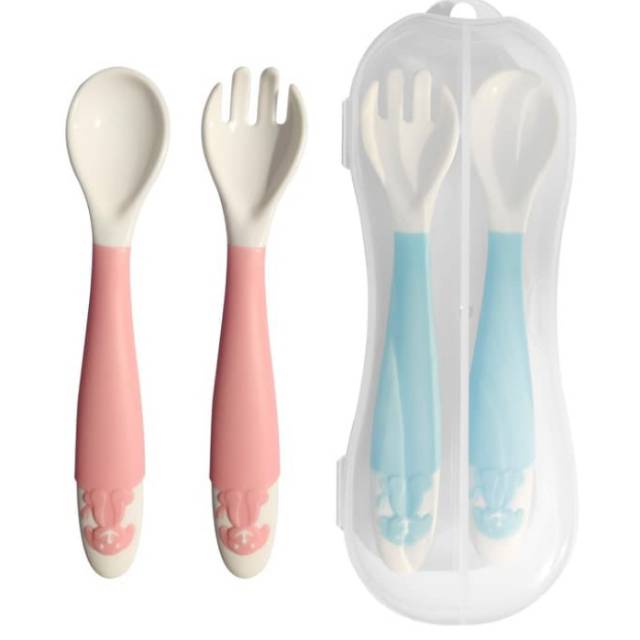 BABYSAFE Bendable Spoon and Fork with Case Sendok Bayi dengan Tempat