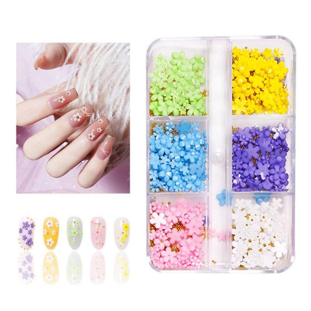 AUGUSTINA Agustina Paku Charms Resin Bunga Nail Beauty Hiasan Kuku DIY Bahan Kuku 3D Dekorasi Kuku