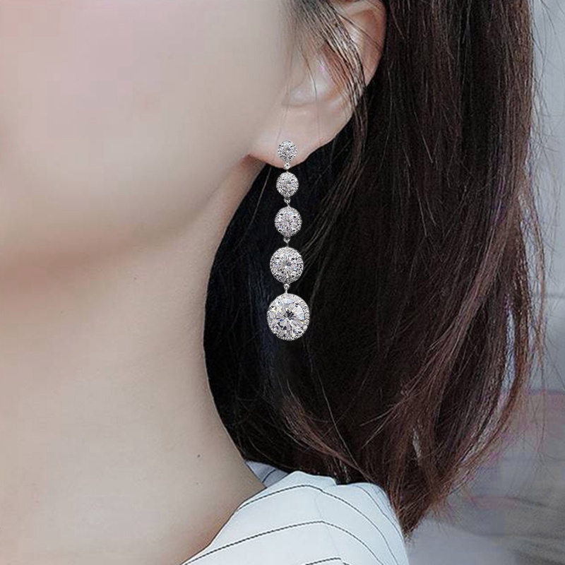 Anting Tusuk Gantung Wanita Desain Angka 5 Hias Cubic Zircon Gaya Trendymewah Untuk Pernikahanpesta