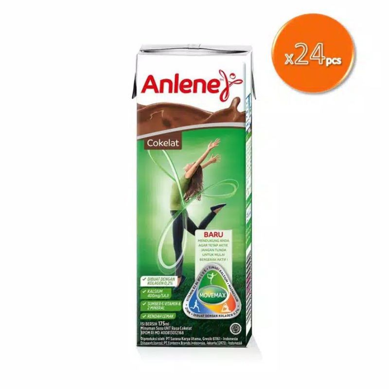 Anlene UHT Vanilla Cokelat Isi 24 - Susu UHT 175Ml