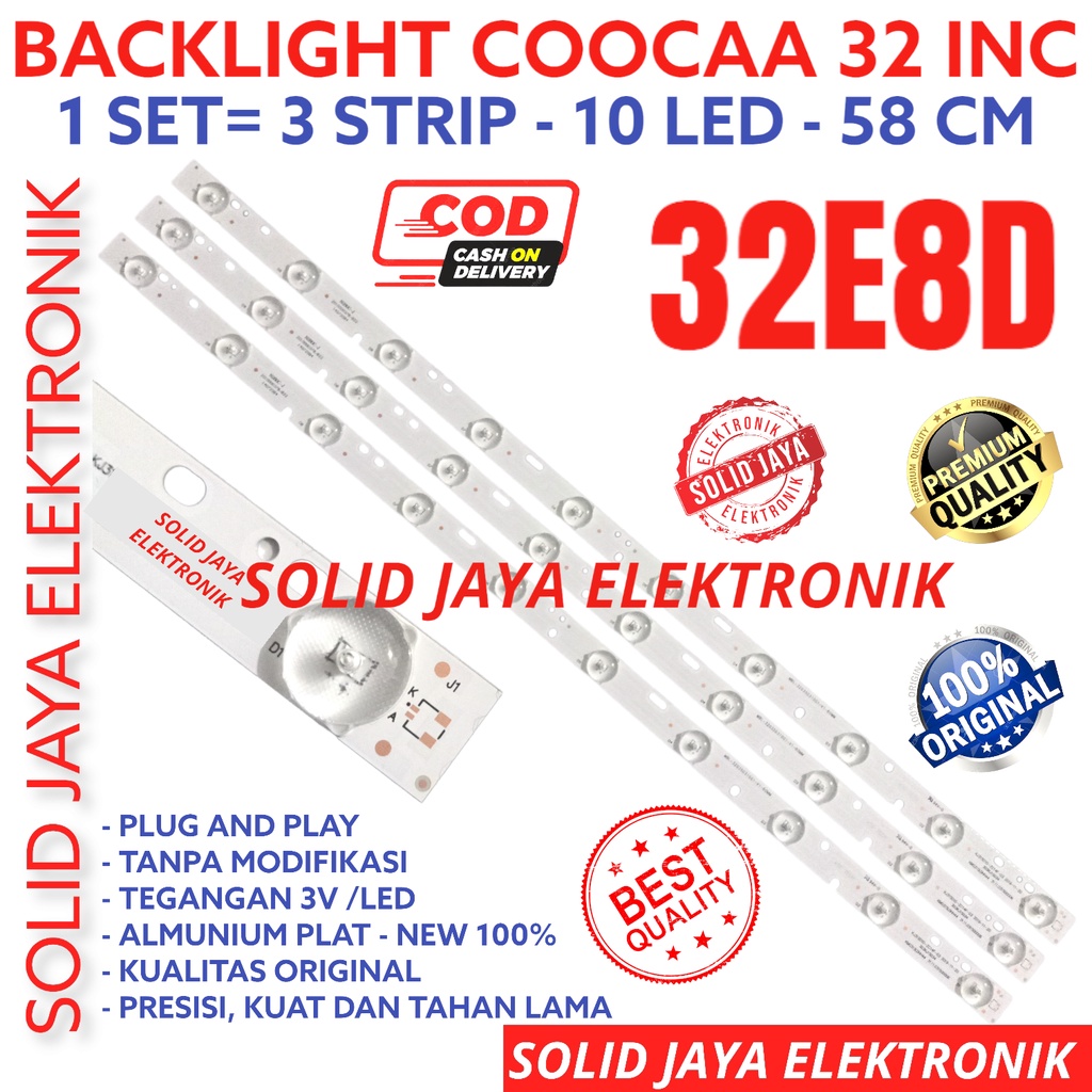 BACKLIGHT TV LED COOCAA 32 INC 32E8D LAMPU BL 10K 3V 32 E8D COCAA COOCA KOKA KOCA COKA COCA LAMPU BL 10 KACING LED 32E8 D 32INCH 32INC 32IN LED 10K 3V 32E8 D