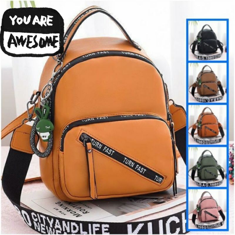 BJ16028 BLACK/BROWN/COFFEE/GREEN/PINK/YELLOW TAS RANSEL SLEMPANG IMPOR TAS WANITA FASHION IMPORT MODIS ELEGAN TERMURAH TERLARIS TERBARU BAGSTORE JAKARTA TAS BATAM ELJ6028 LT1830