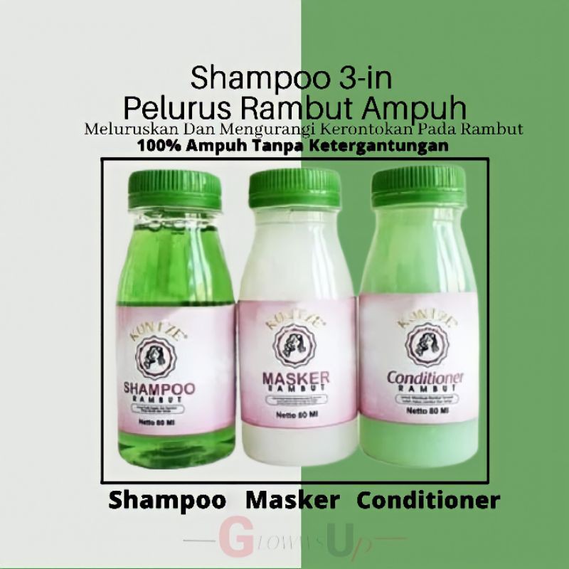 PELURUS RAMBUT PERMANEN KUNTZE PAKET SHAMPO PELURUS RAMBUT 3IN1 SHAMPOO CONDITIONER MASKER