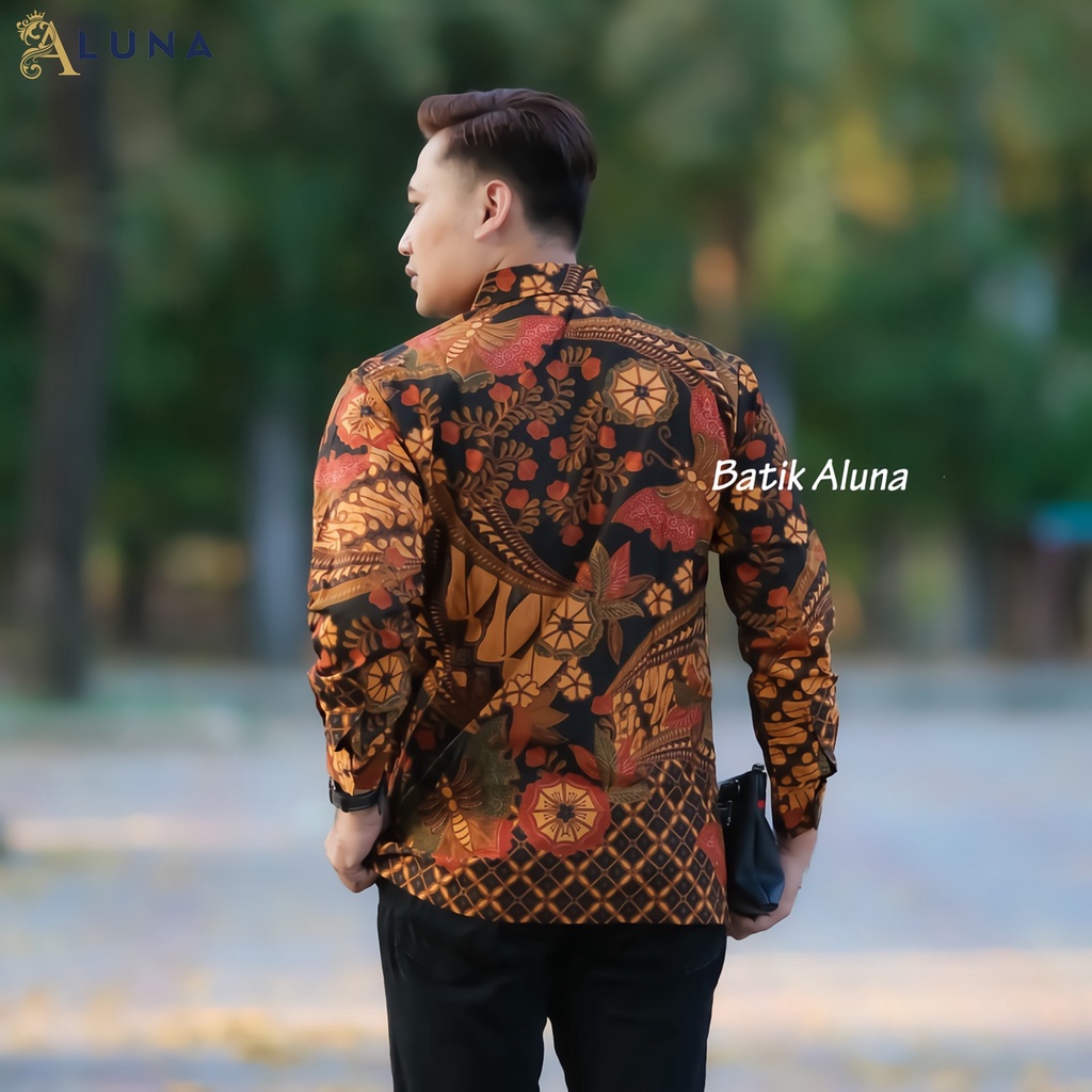 KEMEJA BAJU BATIK ALUNA KATUN JAWA SOLO FURING REGULAR PREMIUM PRIA MODERN LENGAN PANJANG PCW 100