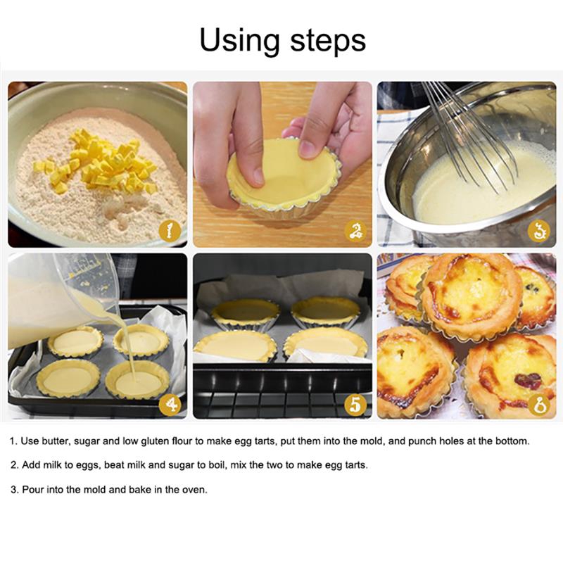 Cetakan Dapur Cupcake Muffin Cup Pan Pastry Baking Tool 10pcs Reusable Tinplate Flower Shaped Nonstick Ripple Egg Tart Mold