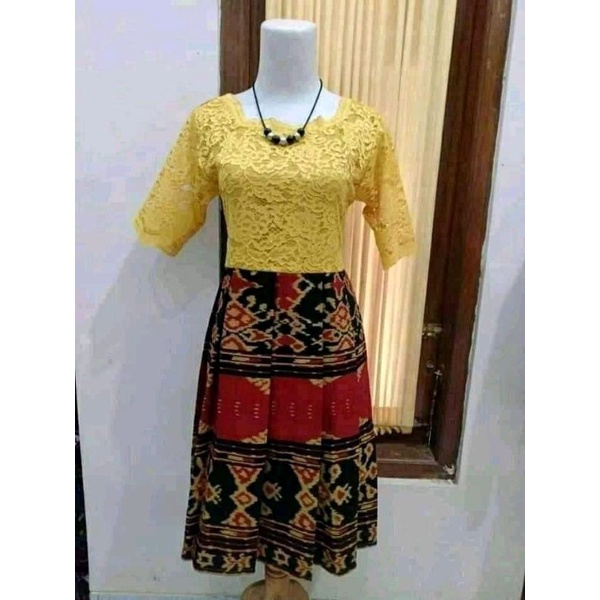 DRESS BROKAT TENUN FASHION TROSO JEPARA, DRESS CASUAL BROKAT TENUN ETNIK JEPARA, DRESS TENUN KOMBINA