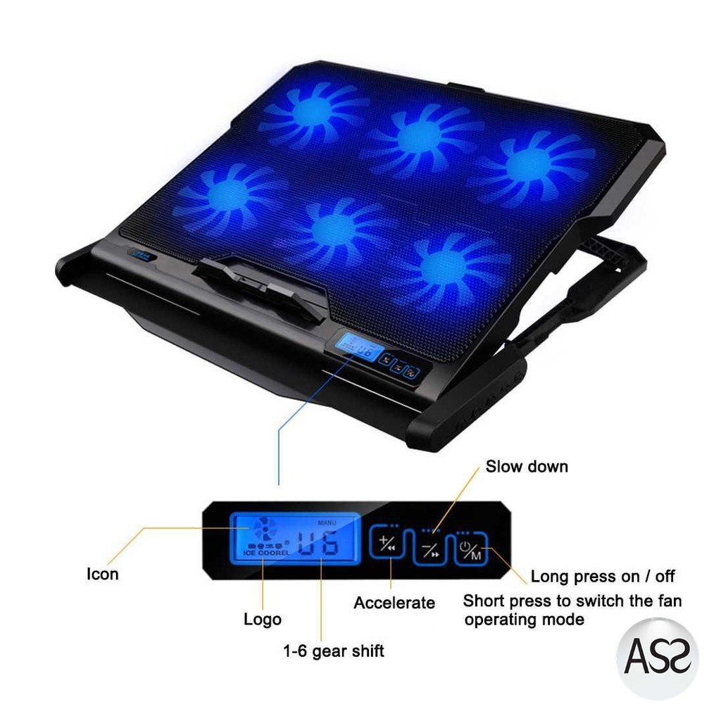 ASS Shop - ICE COOREL Cooling Pad Laptop 6 Fan - K6