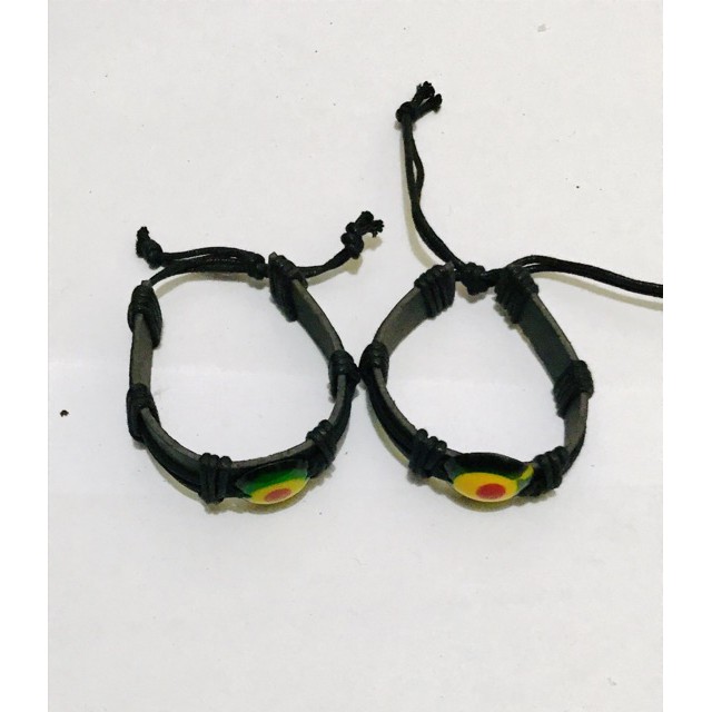 Gelang kulit asli motif rasta