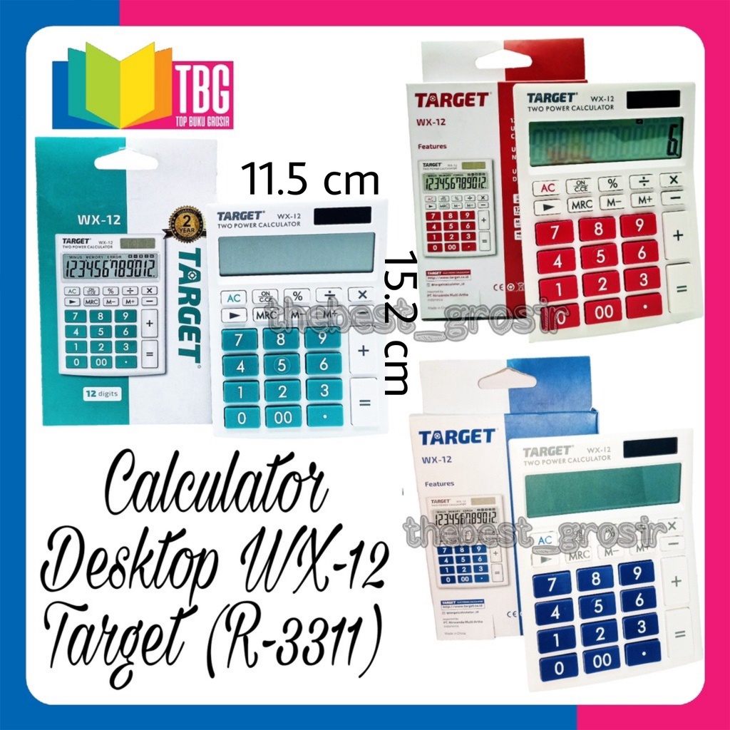

CALCULATOR DESKTOP WX12 TARGET / KALKULATOR 12 DIGITS / CALCULATOR DUAL POWER (R-3311)