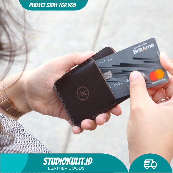 Dompet Kartu Pria Wanita Kulit Asli Card Holder Kulit