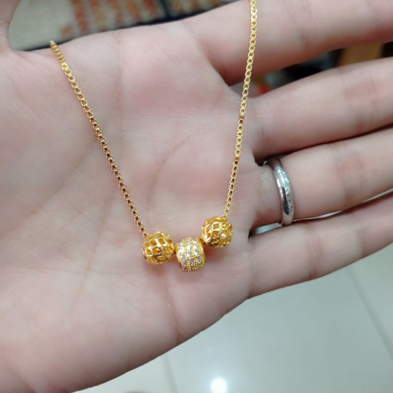 kalung xuping dewasa liontin bola permata, perhiasan xuping mewah, panjang kalung 45cm