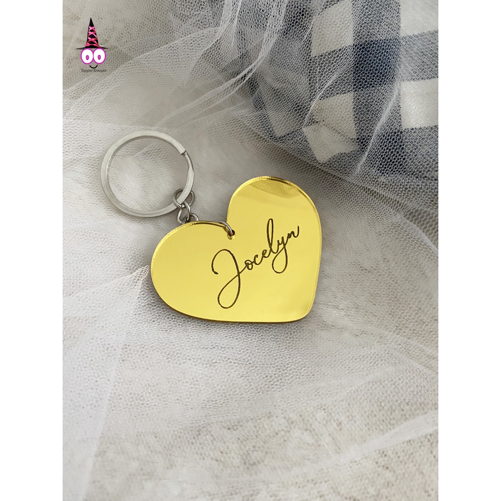 CUSTOM Gantungan Kunci Akrilik Mirror | Keychain Grafir Nama | Ganci Akrilik Nama Tulisan Hadiah Souvenir Hampers