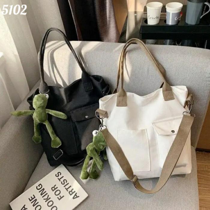 Tas Bahu Totebag Wanita Polos Murah Import Serbaguna Bahan Kain