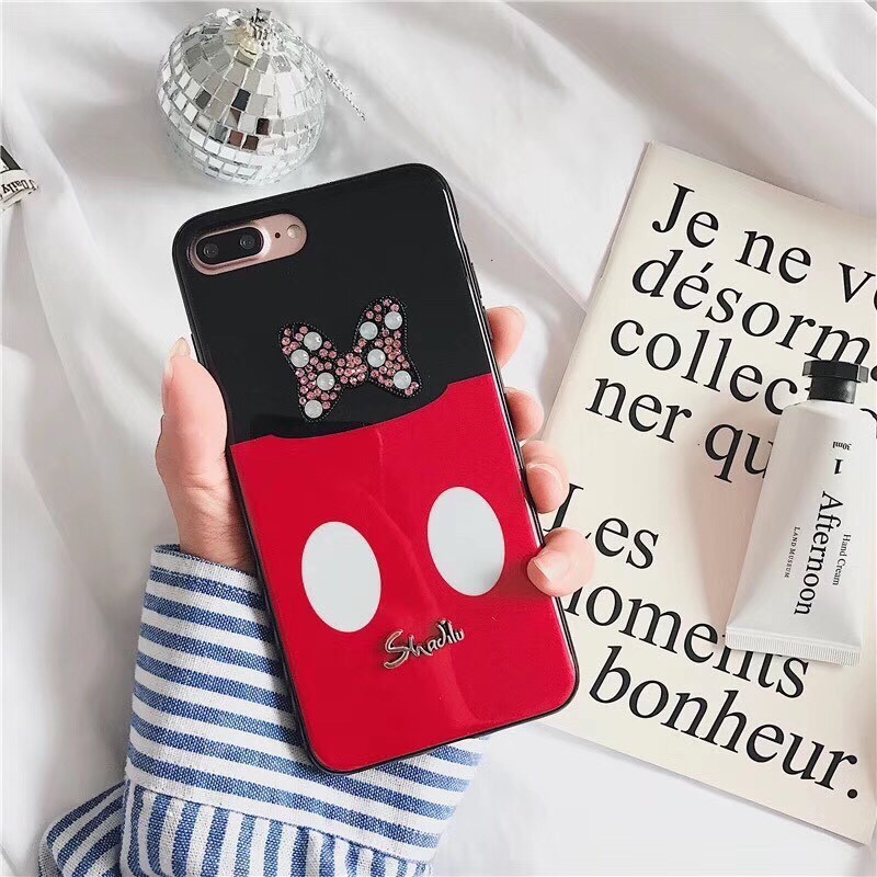 IPHONE 5 5G 5S 6 6G 6S 6 PLUS 6G PLUS 6S PLUS 7G 8G SE 2020 7 PLUS 8 PLUS - MICKEY MINNIE 3D Soft Case Swaroski