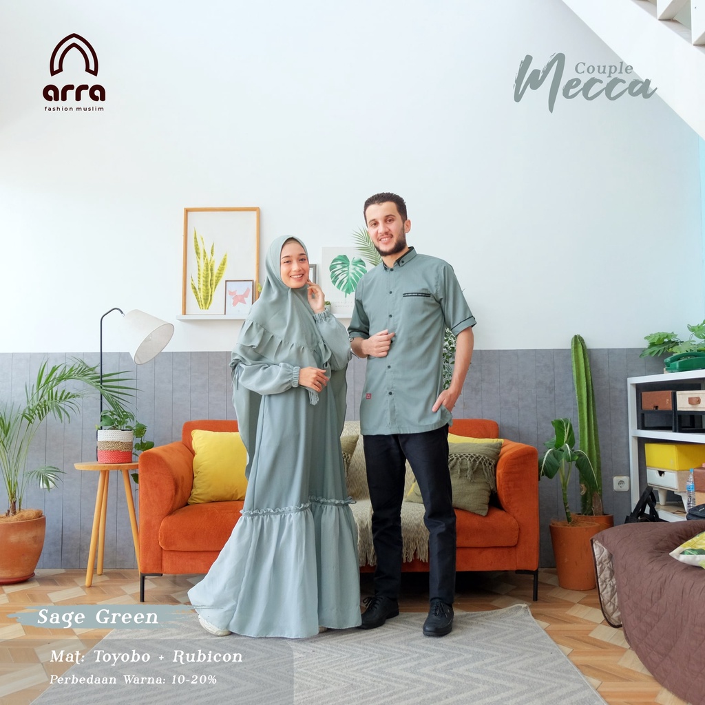 Sarimbit Keluarga 2023 Arra Mecca Sage Green Baju Couple Keluarga Lebaran 2023