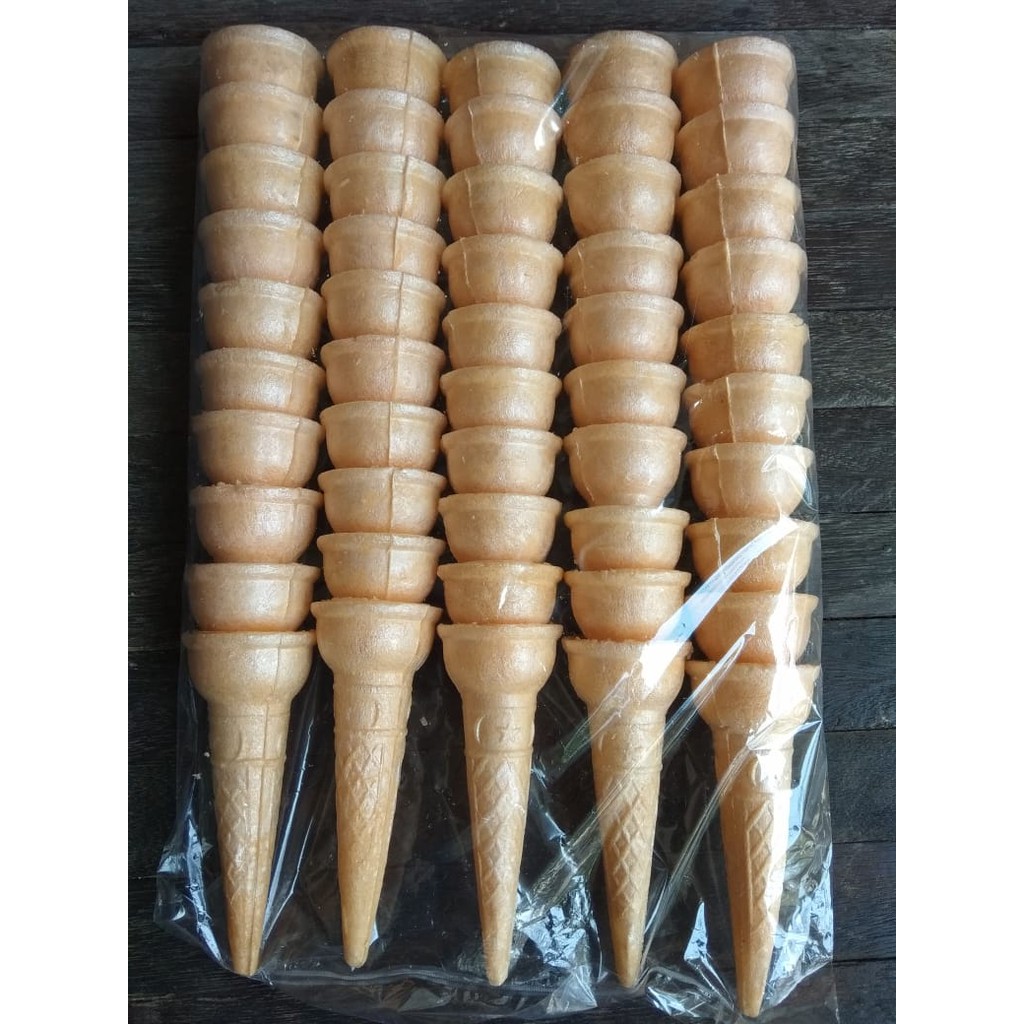 Cone Kerucut Kecil 50 pcs + Bubble Wrap No COD (krupuk es krim / opak / contong / corong ice cream)