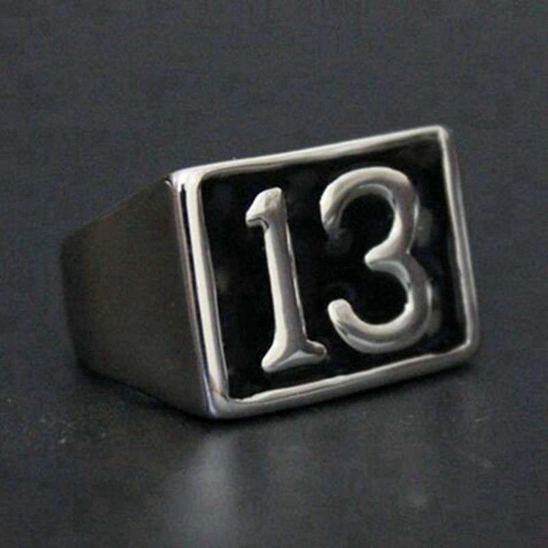 Lucky 13 bahan cincin paduan band partai fashion nomor 13 perhiasan cincin ukuran: 7-14 XX