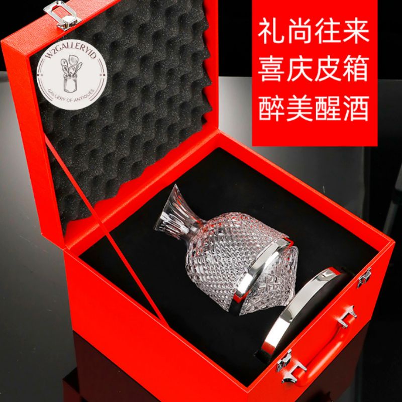 Botol Wine Putar dengan Koper/botol wisky putar/botol wine putar kaca