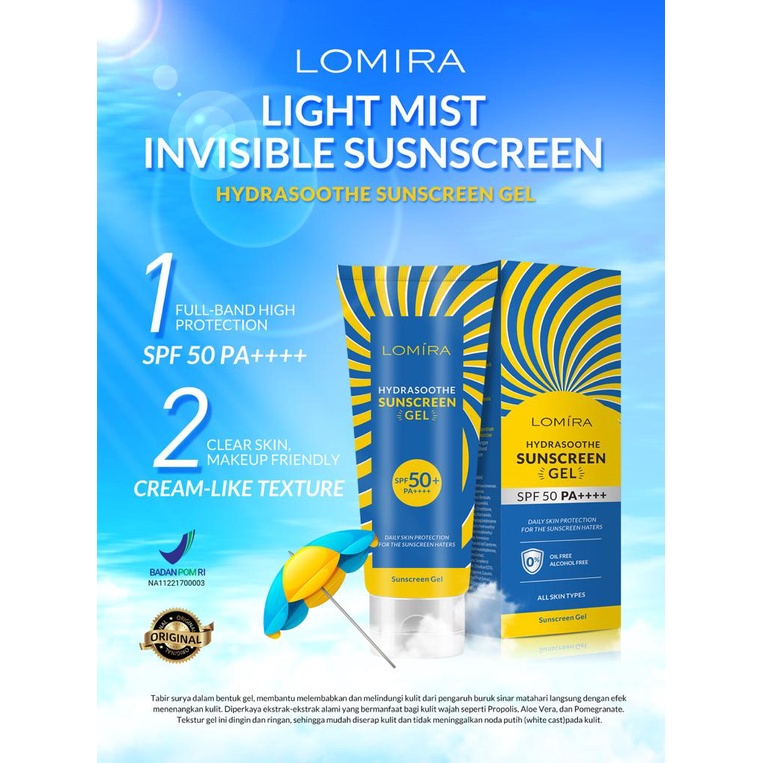 LOMIRA hydrasoothe sunscreen gel spf 50 pa++++