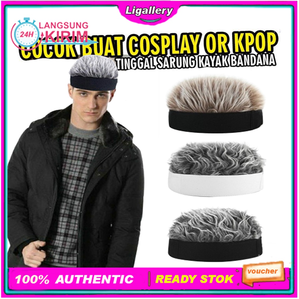 [BISA COD]  Wig Rambut Palsu Pria dan Wanita Penutup Kepala Hip Hop Pendek Warna Solid Topi Skullcap
