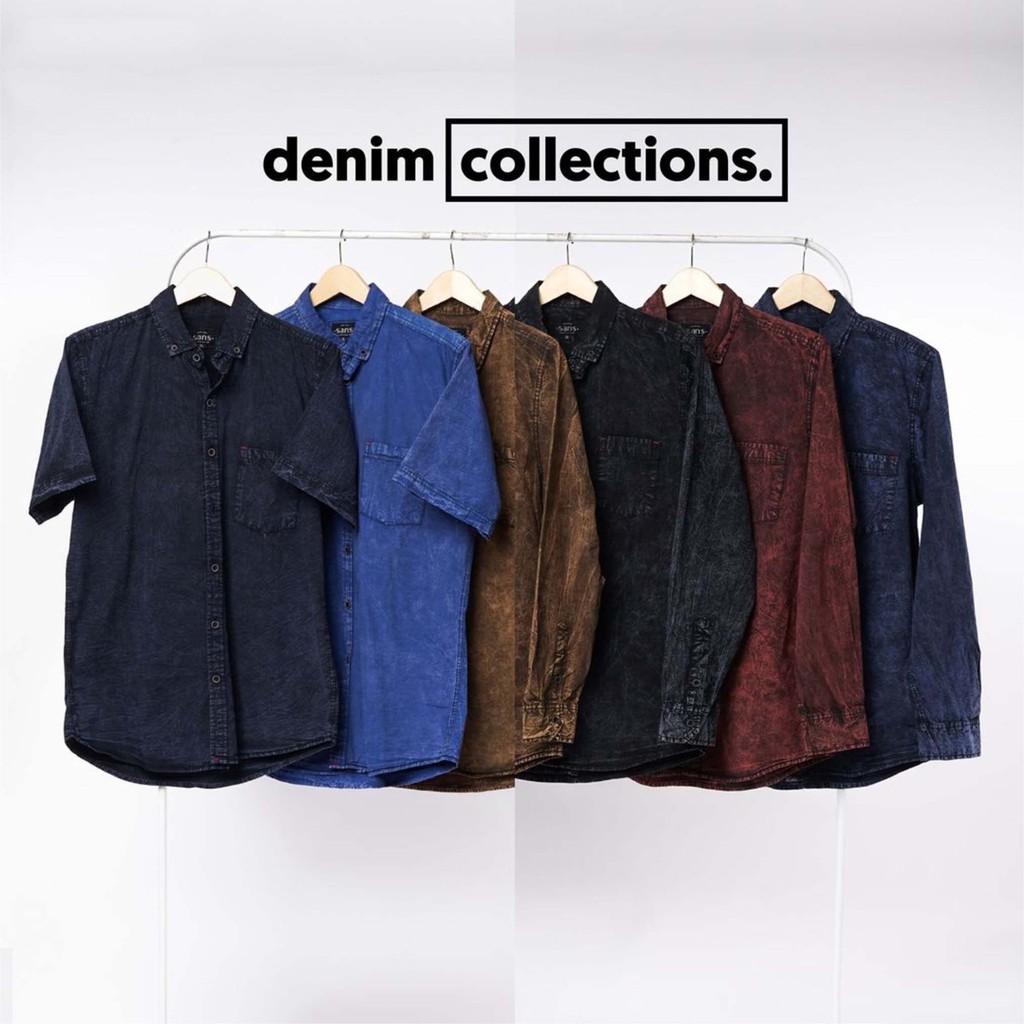 Kemeja Jeans Slim Fit Lengan Pendek EE-03