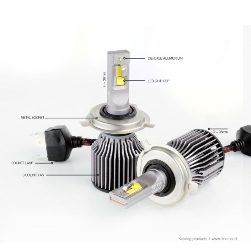 Lampu Utama Mobil LED LUMINOS 9NINE V8 H4 CSP 46 WATT Hi/low Extream BrighT