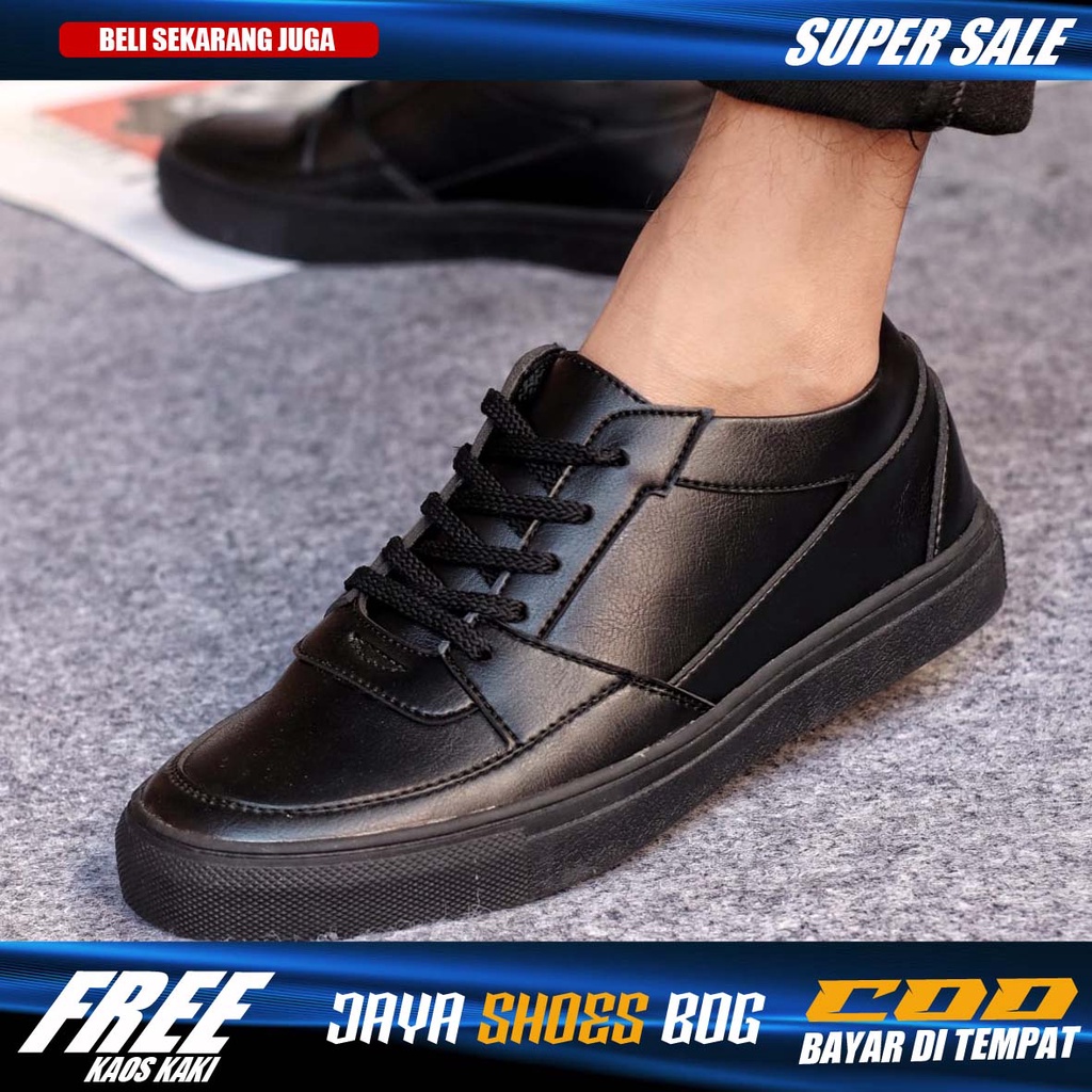 ROGER|Sneaker Casual Pria Trendy 2021 Fashion Simple Original Sepatu Kerja Kantor Laki Laki Main Gaya Kondangan Hitam