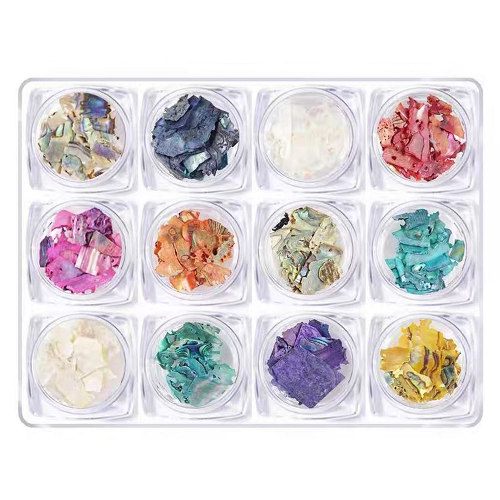 KULIT KERANG PELANGI NAIL ART ACC ABALONE SHELL (1SET/12WARNA)