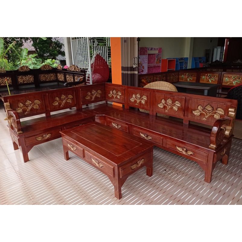 KURSI SUDUT/ Kursi Kayu Jati Minimalis/ Kursi Kayu Pojok - Mitra Mebel Grub