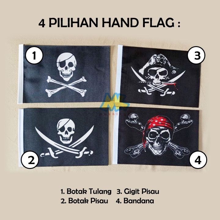 Hand Flag Jolly Roger / bendera kecil tengkorak / car antena flag