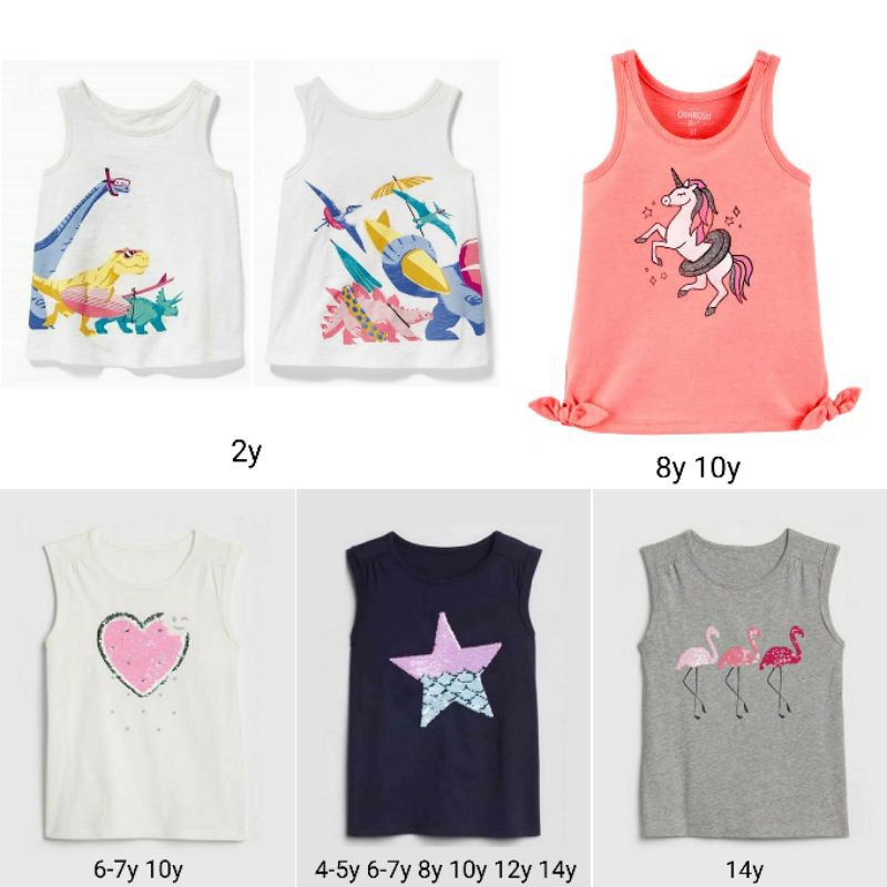 Kaos Tanktop OSHKOSH mix GAPKIDS anak perempuan