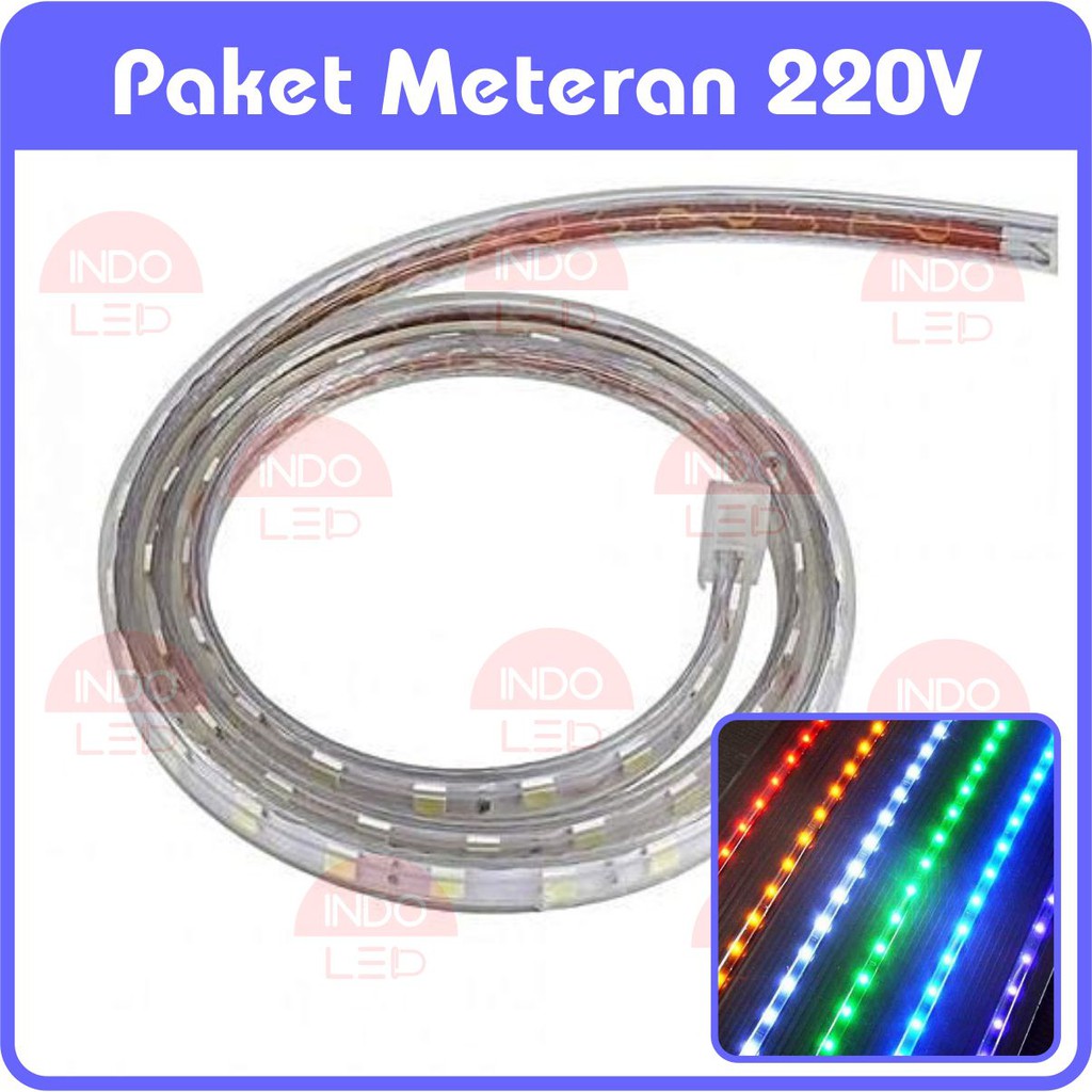 Lampu Led Strip Selang 5050 220v Meteran Lampu Hias Plafon Etalase Pohon Gapura Cafe Outdoor Indonesia