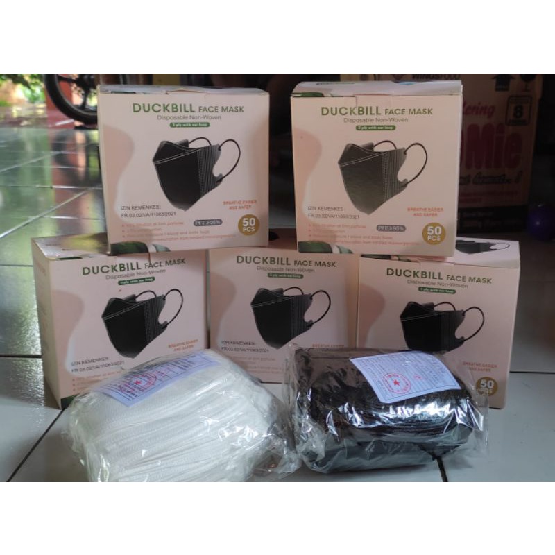MASKER DUKBILL DUKBIL DUCKBILL FACE MASK GARIS HITAM PUTIH