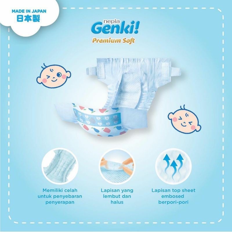 Nepia Genki Tape NB/S/M/L Popok Bayi Genki Rekat NB44/S72/M64/L54/XL44