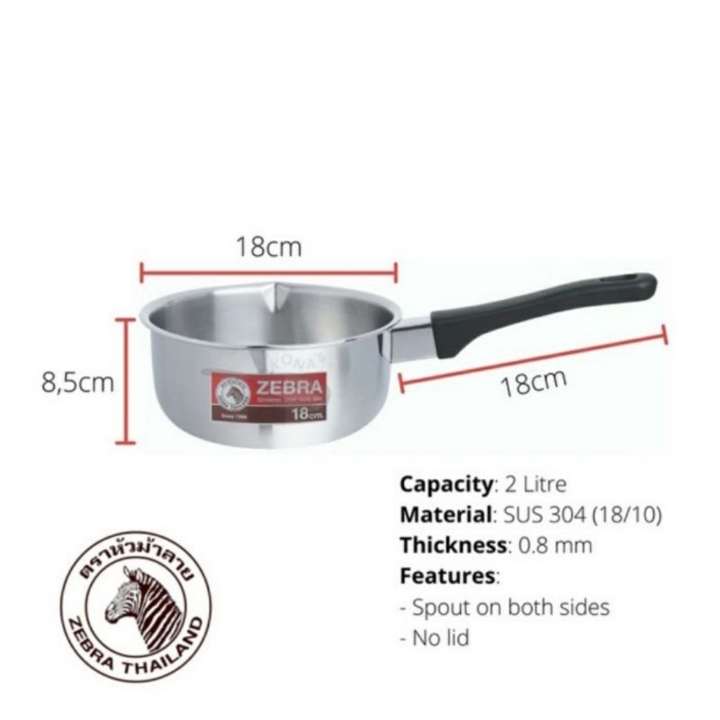 SAUCEPAN STAINLESS ZEBRA 18 CM / PANCI STAINLESS ZEBRA 18 CM 166308