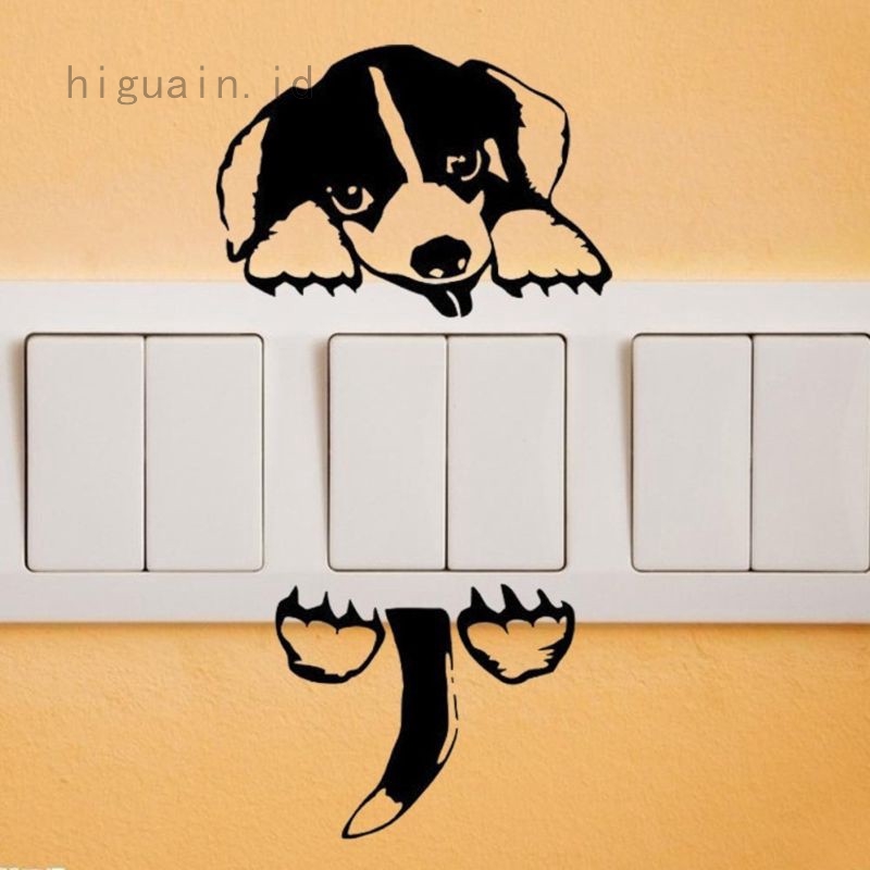 Stiker Dinding Dengan Bahan Vinyl Dan Gambar Anjing Warna Hitam