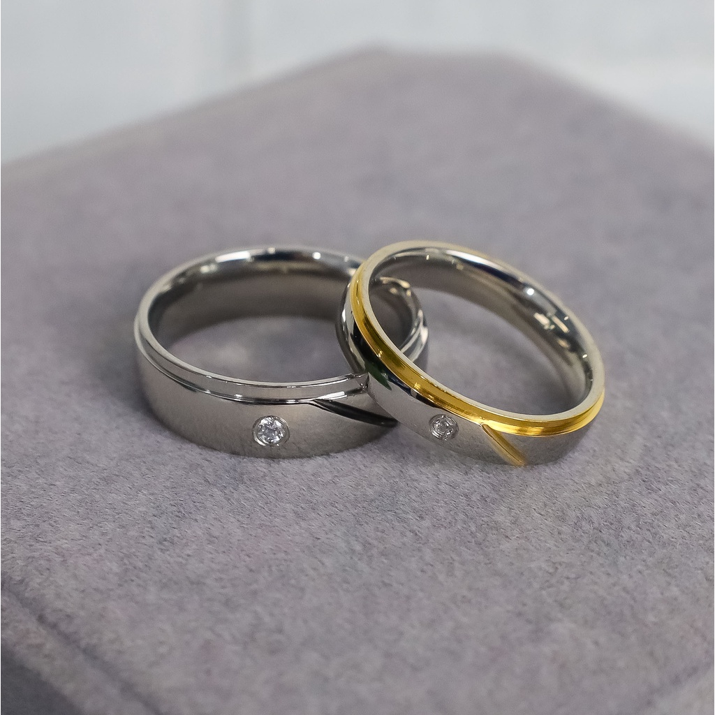 [JB023] Cincin Couple Titanium Original 100% Anti Pudar (GRATIS BOX)