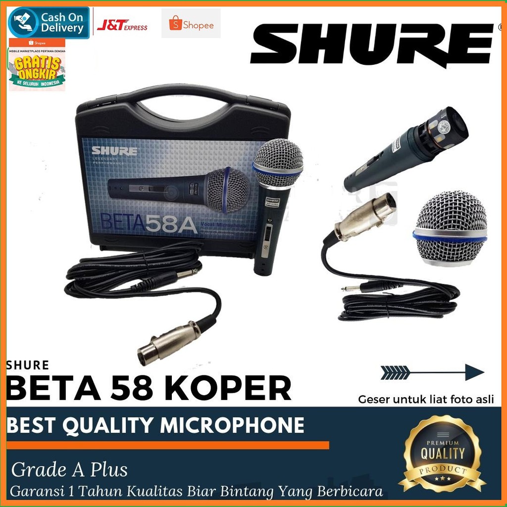 Shure Microphone Shure BETA 58 A koper tanpa swit on of suara mantap