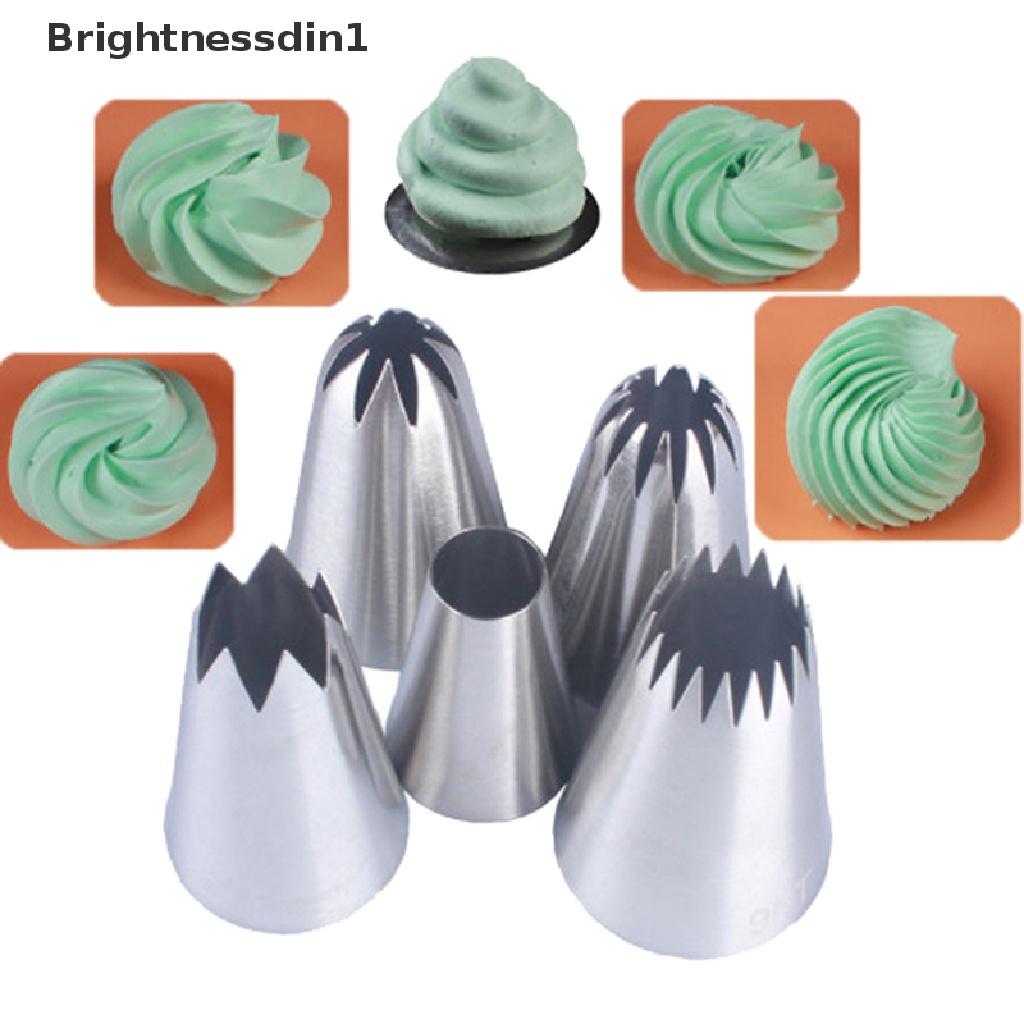 5 Pcs / Set Alat Nozzle Icing Piping Krim Kue Rusia Ukuran Besar 1 In 1