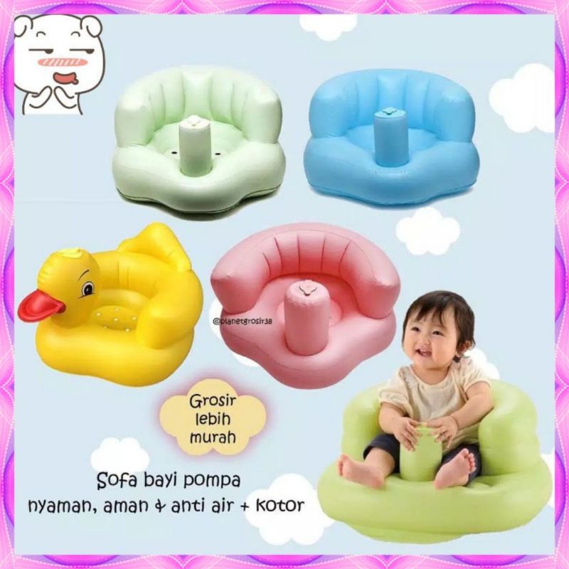 SOFA BEBEK [ADA MUSIK] KURSI POMPA BEBEK SOFA BAYI LIPAT TIUP ORIGINAL MURAH IMPORT Sofa Kursi Makan Bayi belajar duduk balon Baby Chair Model Tiup Bebek Dengan Music Musik