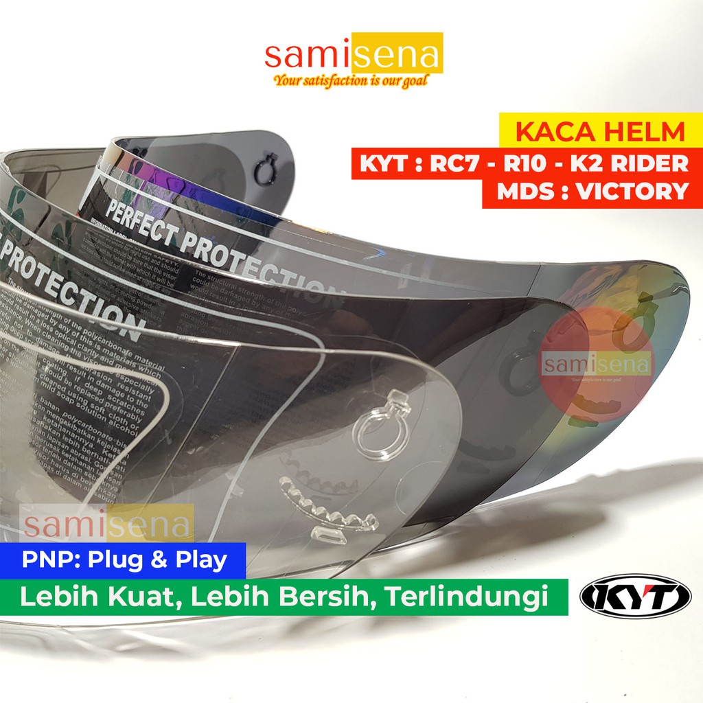 Kaca Visor Iridium Helm KYT RC 7 / RC7 - R10 - K2 RIDER , MDS VICTORY Bening - Hitam - Pelangi Full 